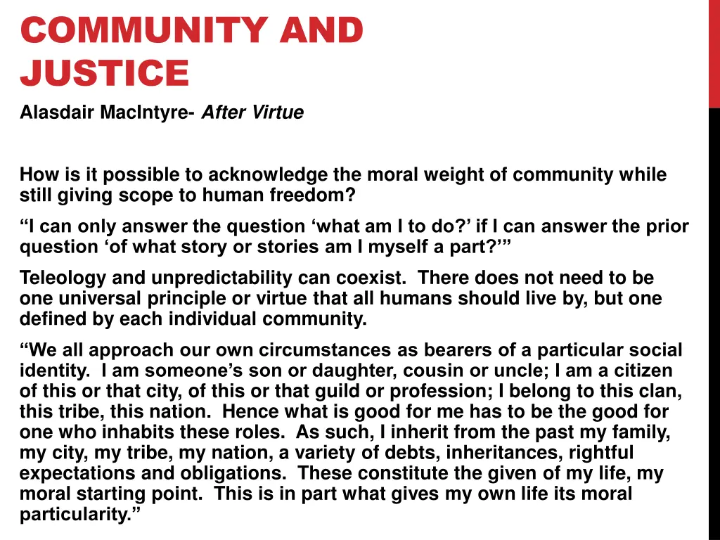community and justice alasdair macintyre after