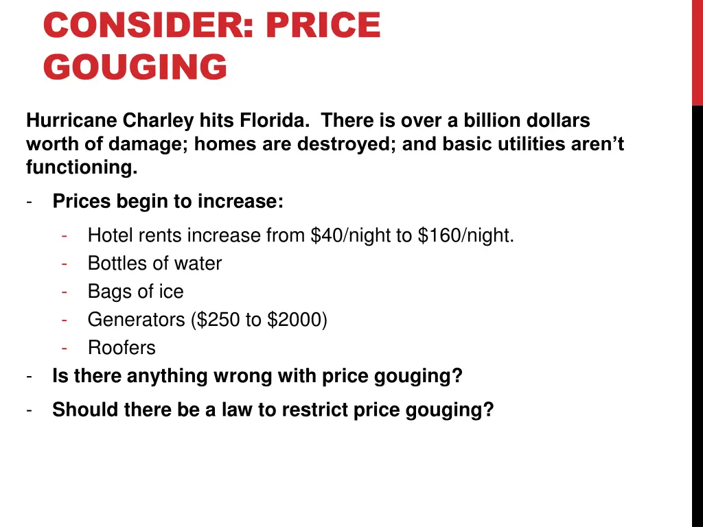 consider price gouging
