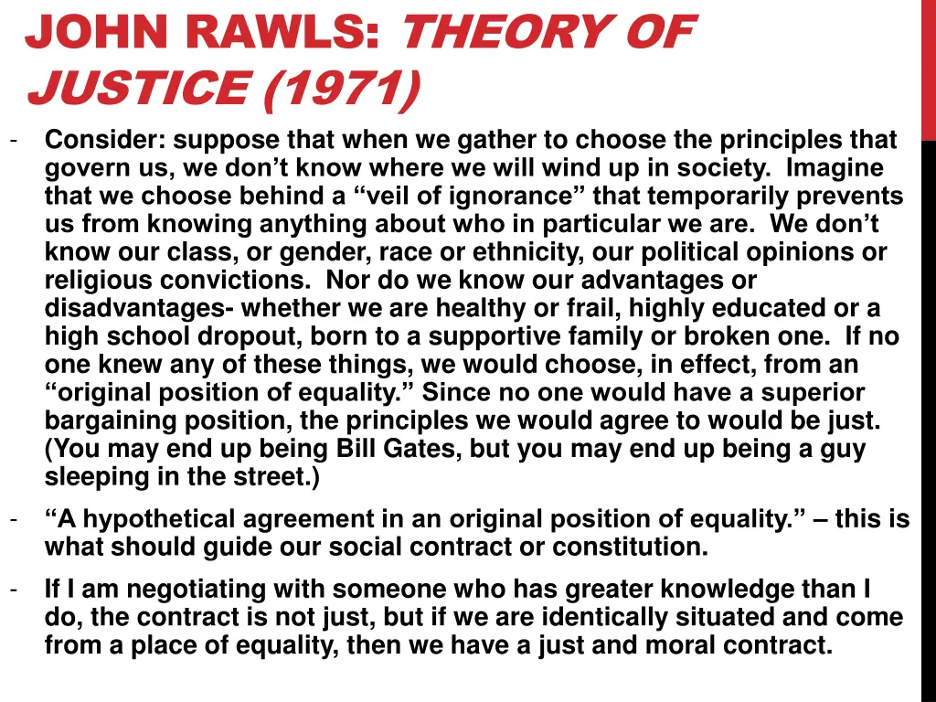 john rawls theory of justice 1971 consider