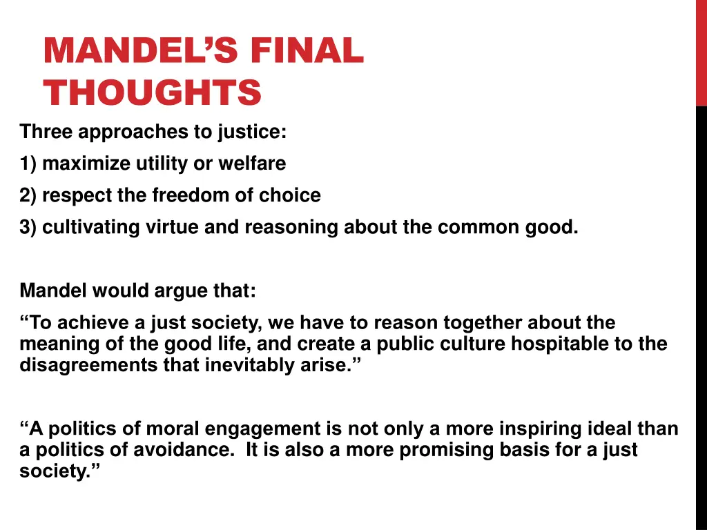 mandel s final thoughts three approaches