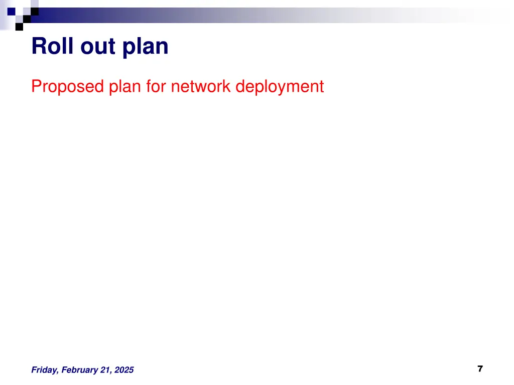 roll out plan