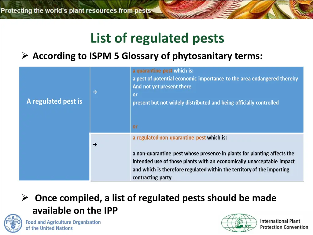 list of regulated pests