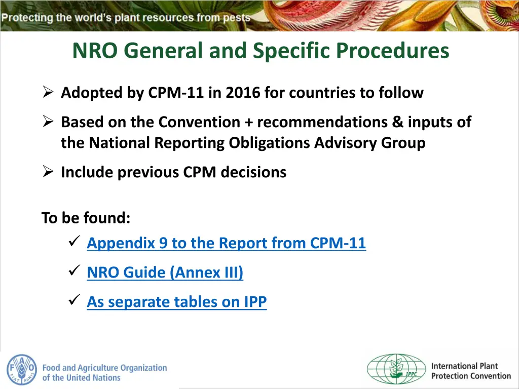 nro general and specific procedures