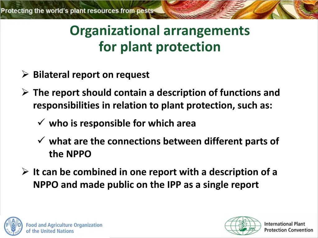 organizational arrangements for plant protection