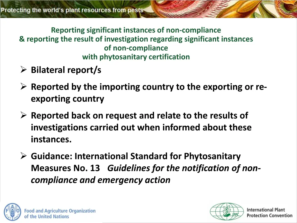 reporting significant instances of non compliance