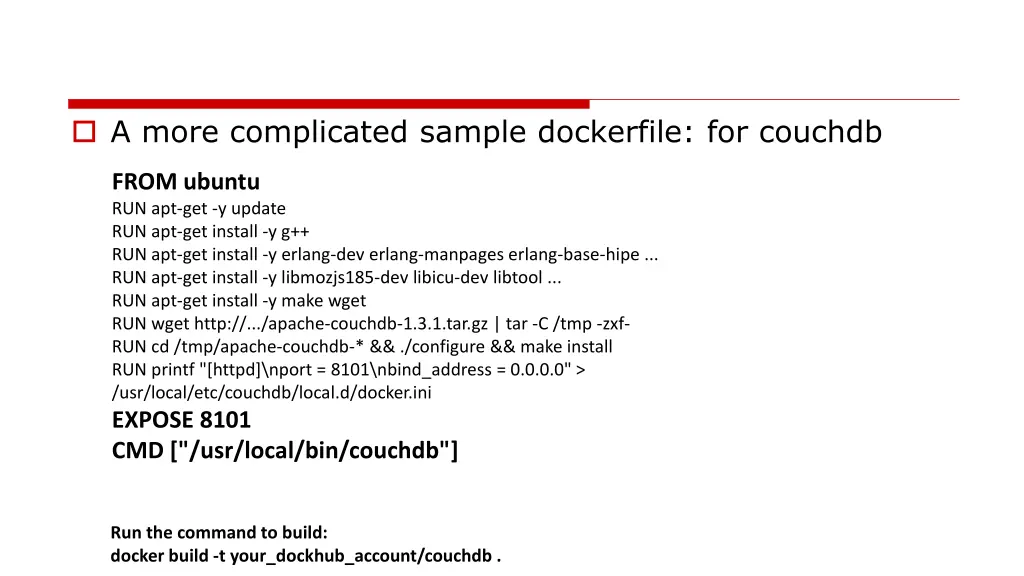 a more complicated sample dockerfile for couchdb