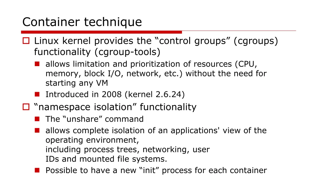 container technique