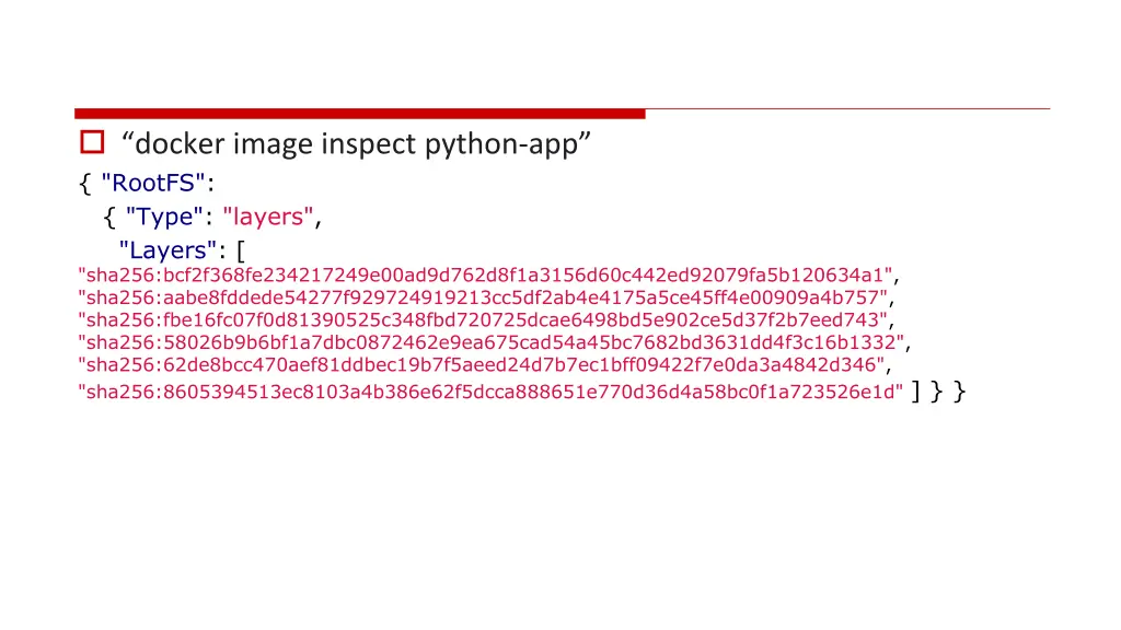 docker image inspect python app rootfs type