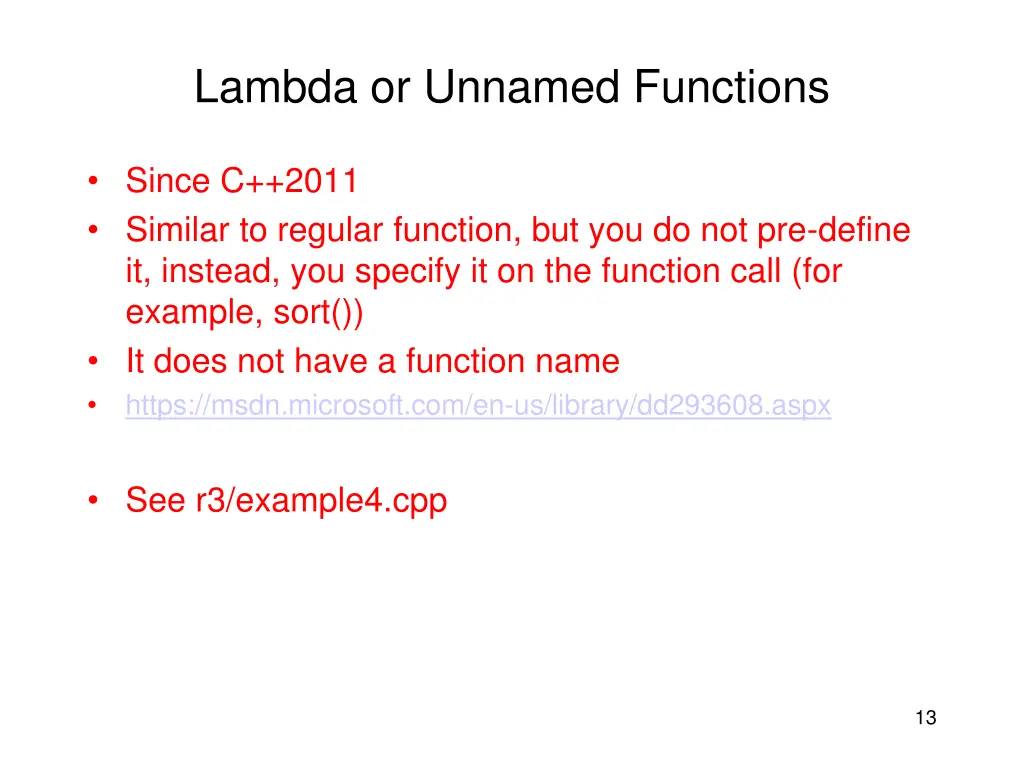lambda or unnamed functions