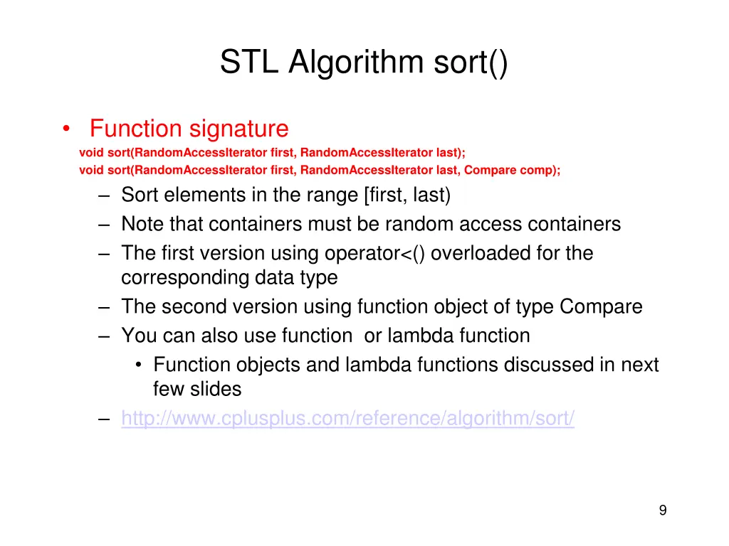 stl algorithm sort
