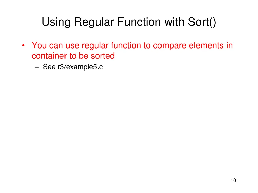 using regular function with sort