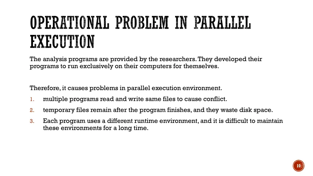 operational problem in parallel execution