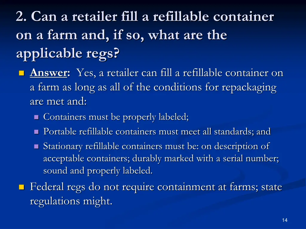 2 can a retailer fill a refillable container
