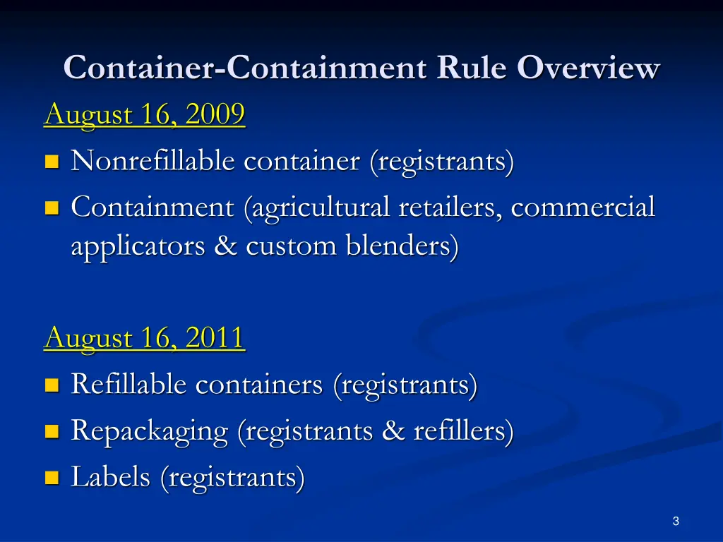 container containment rule overview august