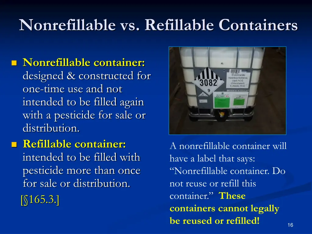 nonrefillable vs refillable containers