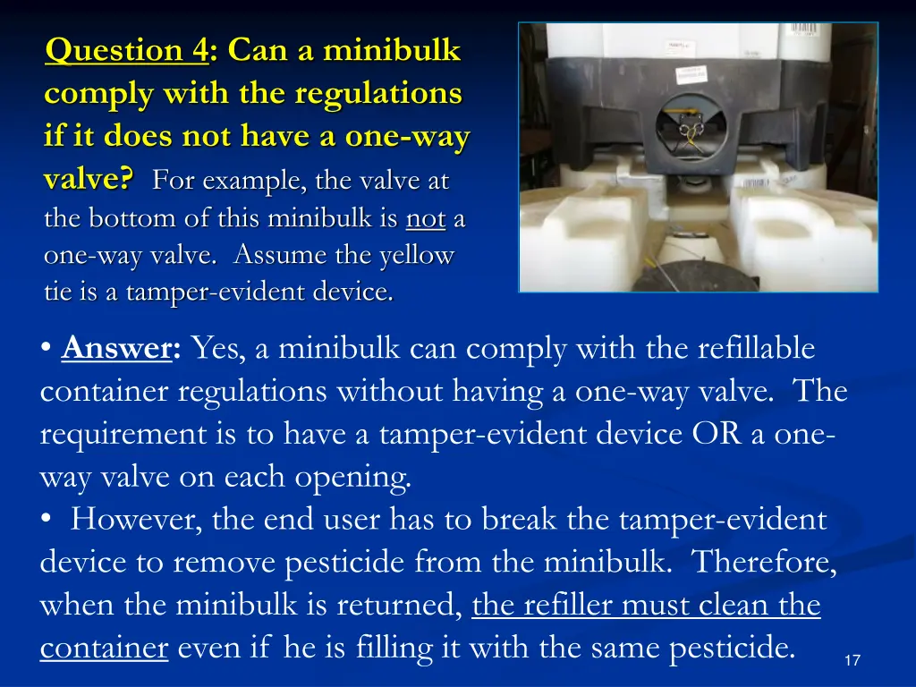 question 4 can a minibulk comply with