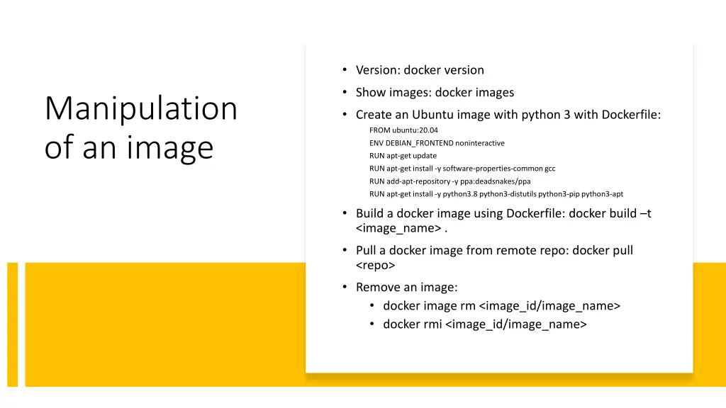 version docker version show images docker images
