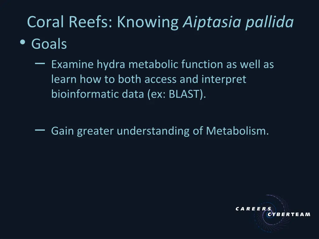 coral reefs knowing aiptasia pallida goals