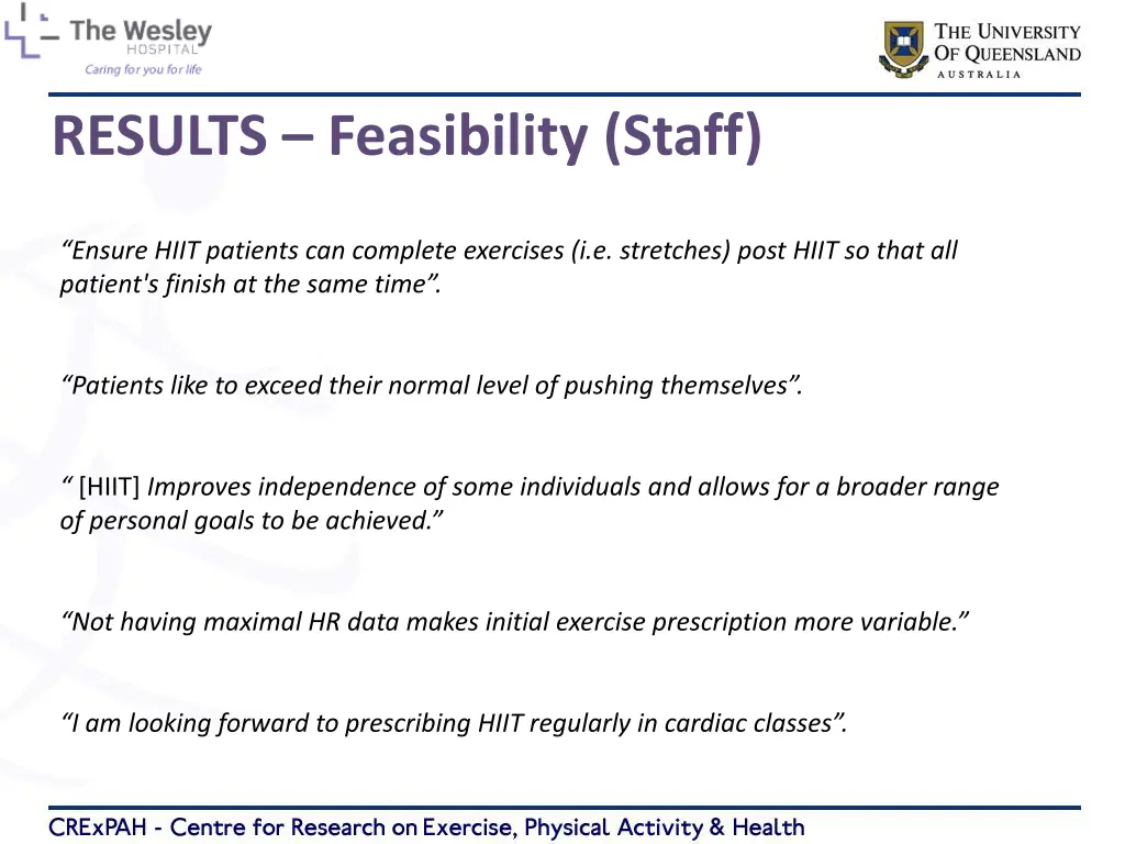 results feasibility staff 2