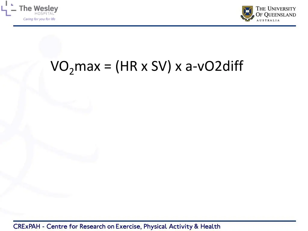 vo 2 max hr x sv x a vo2diff
