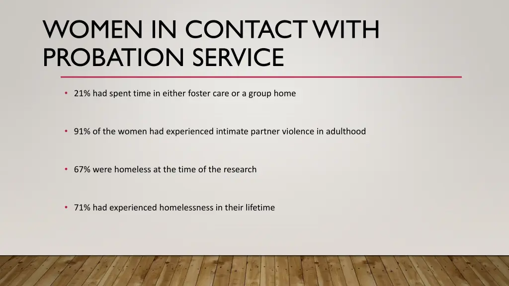 women in contact with probation service