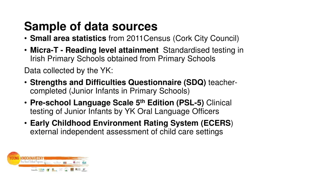 sample of data sources small area statistics from