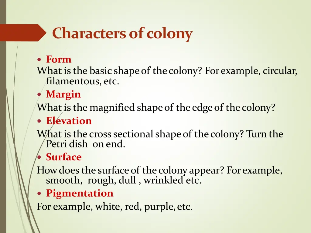 characters of colony