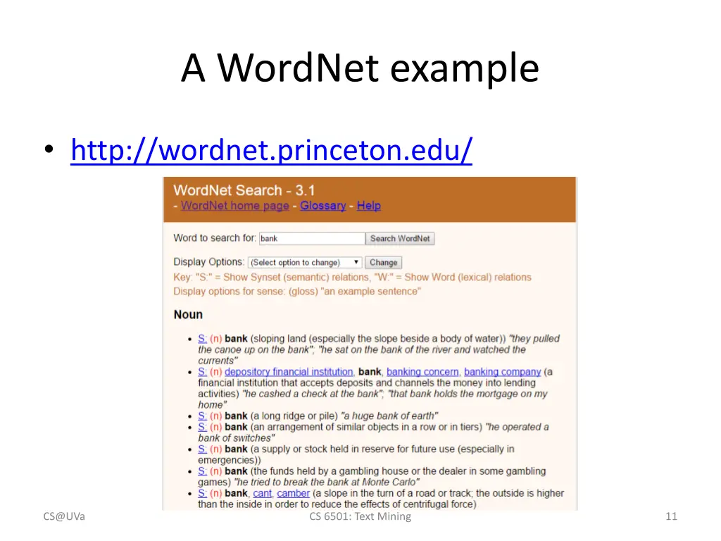 a wordnet example