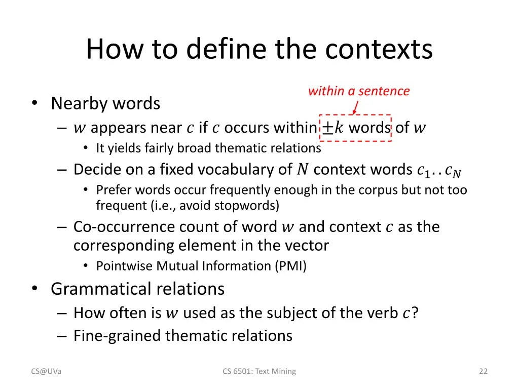 how to define the contexts