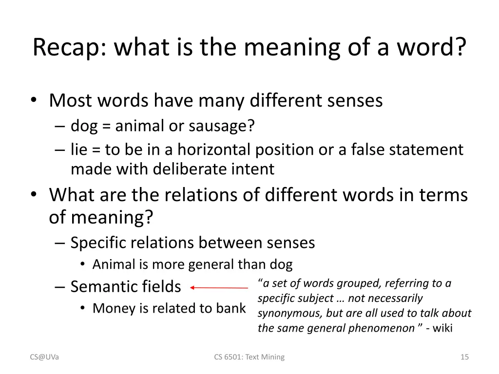 recap what is the meaning of a word