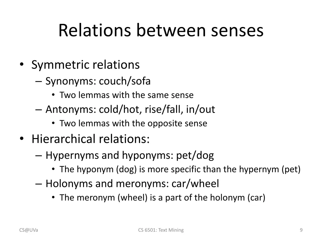 relations between senses
