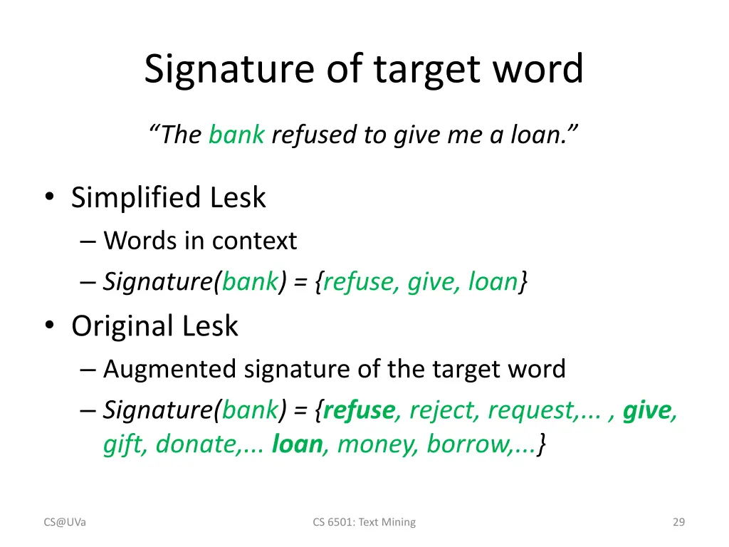 signature of target word