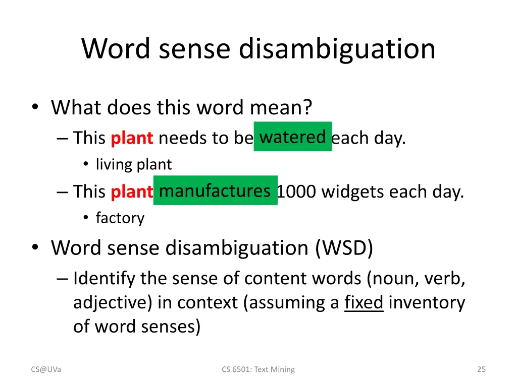 word sense disambiguation