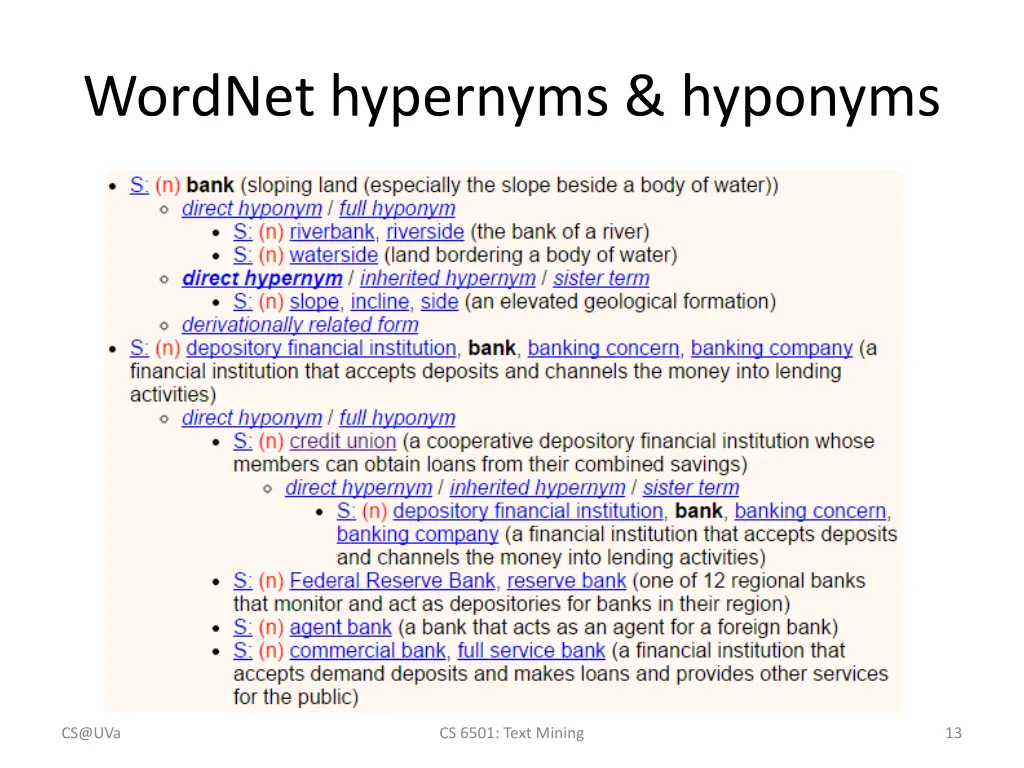 wordnet hypernyms hyponyms
