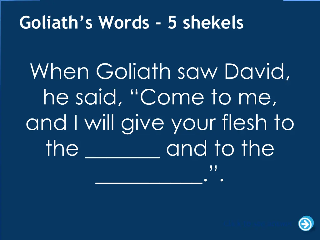 goliath s words 5 shekels