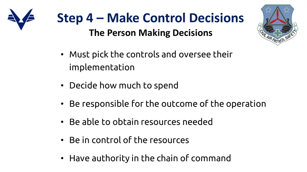 step 4 make control decisions the person making