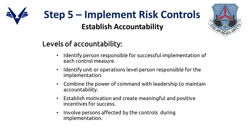 step 5 implement risk controls establish