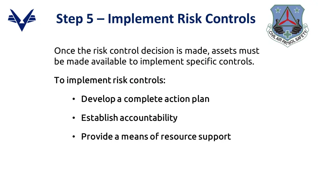 step 5 implement risk controls