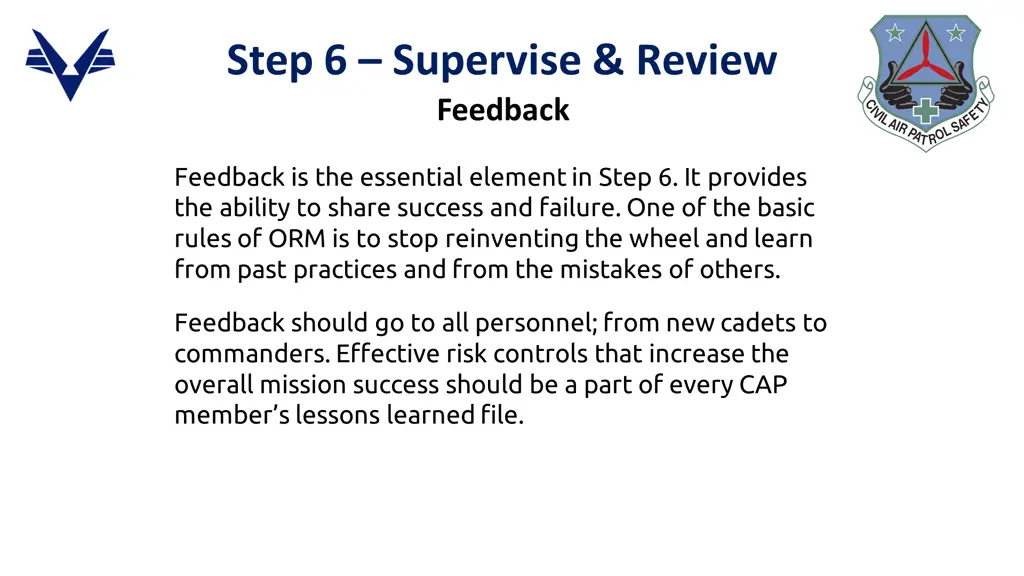 step 6 supervise review feedback