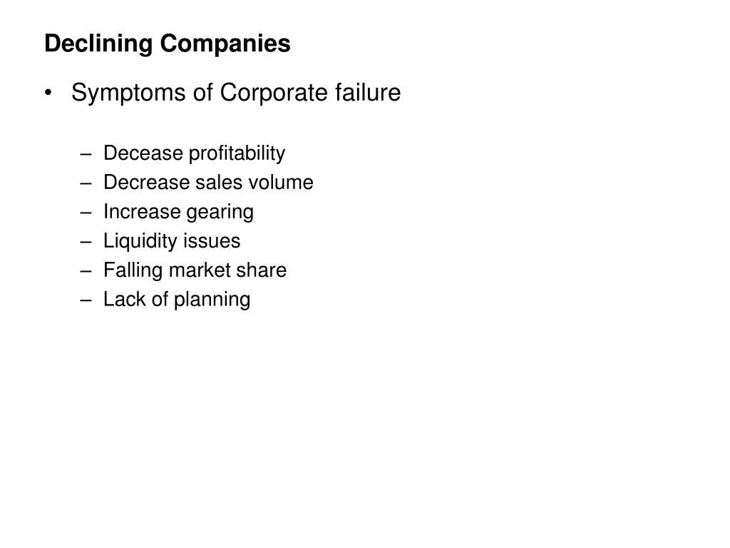 declining companies