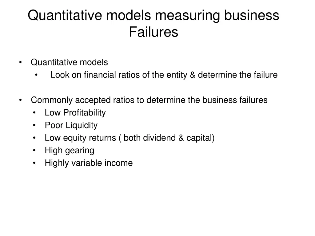quantitative models measuring business failures