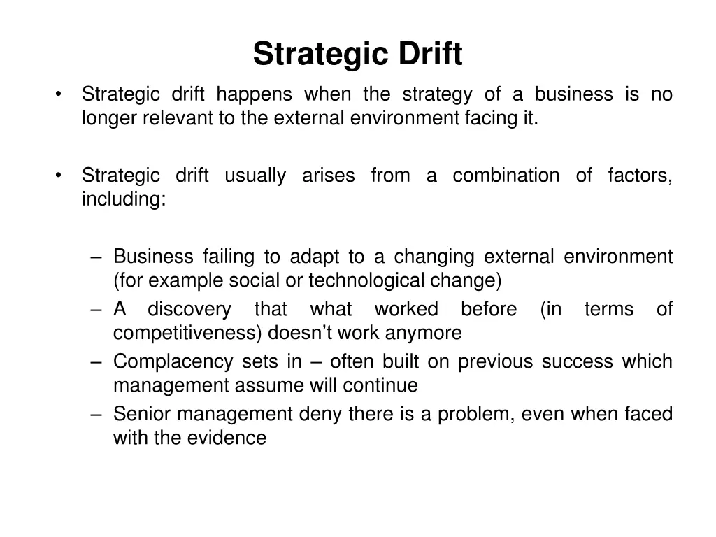 strategic drift