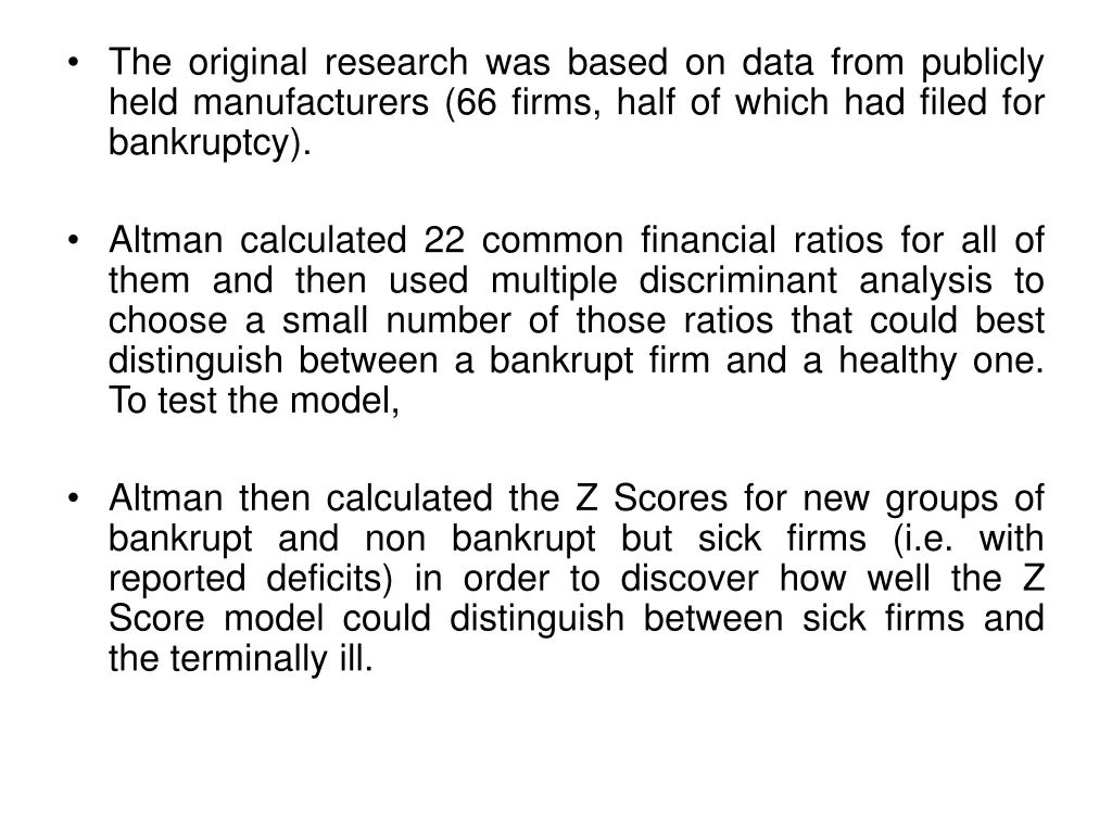 the original research was based on data from