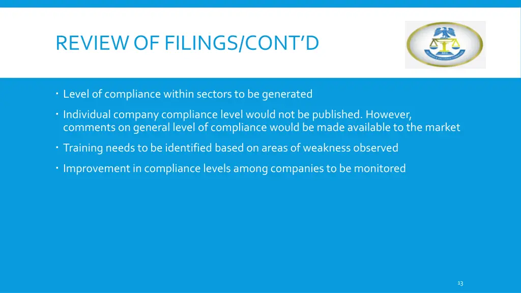 review of filings cont d