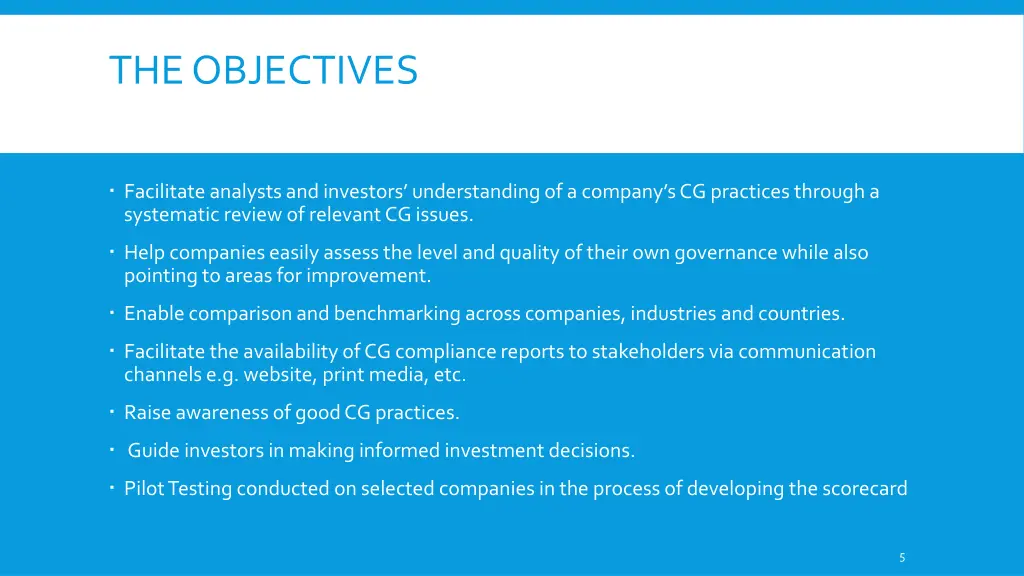 the objectives