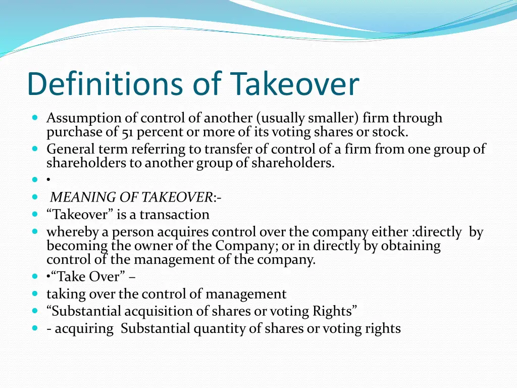 definitions of takeover