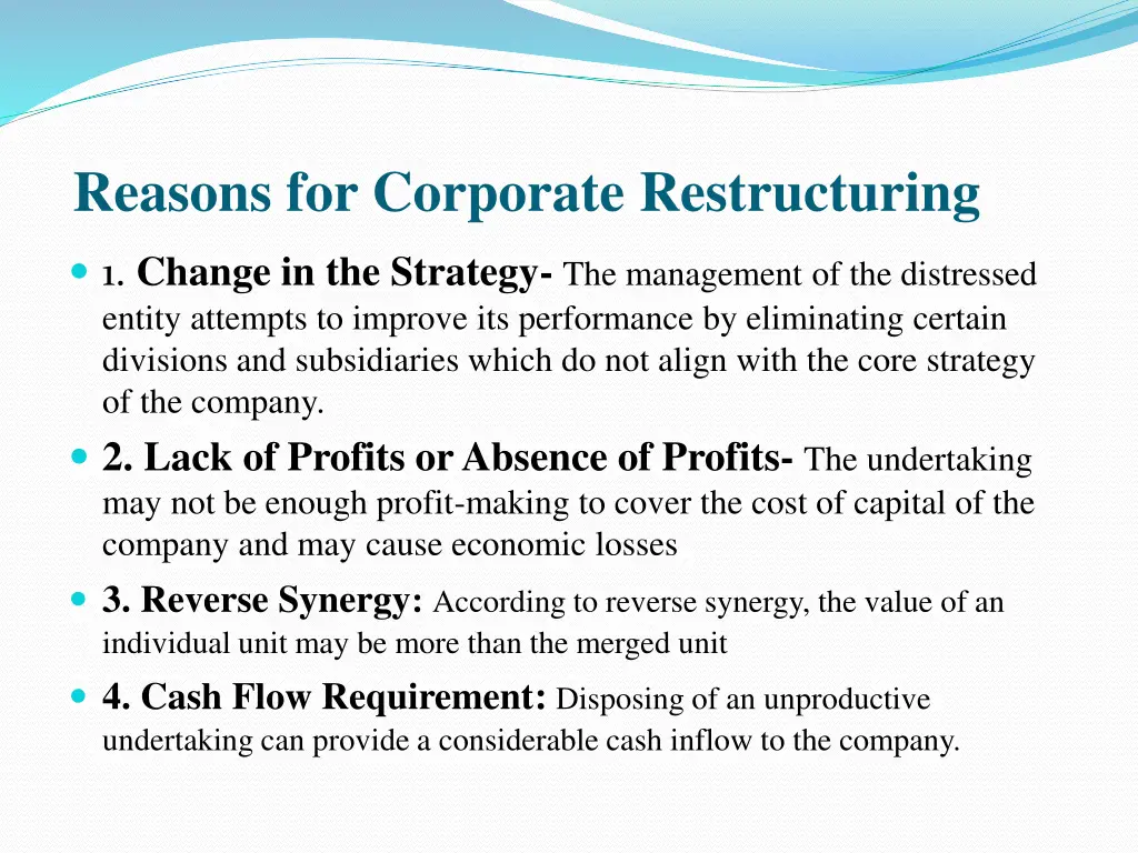 reasons for corporate restructuring