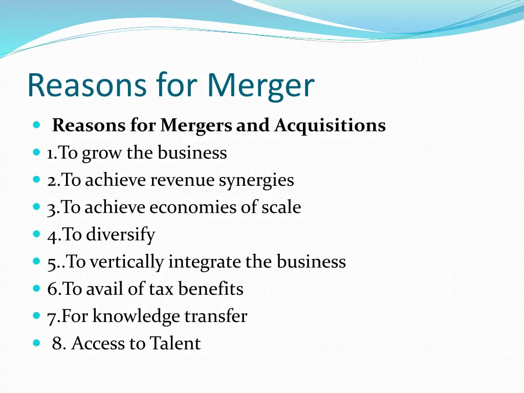 reasons for merger