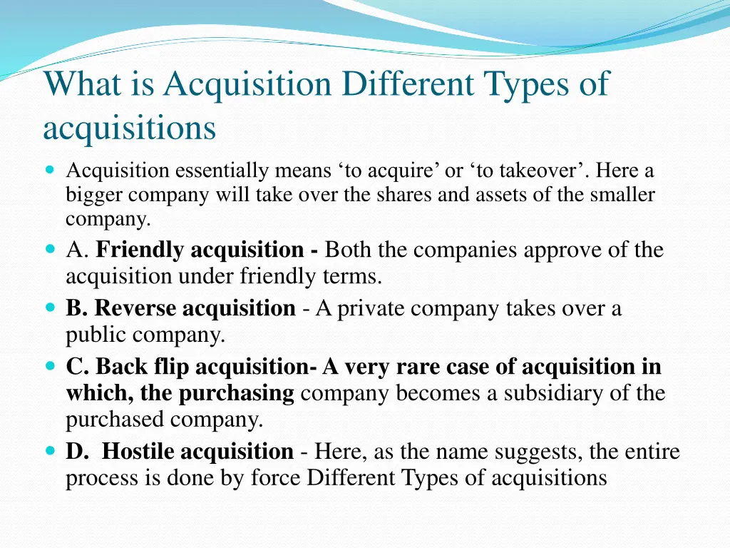 what is acquisition different types