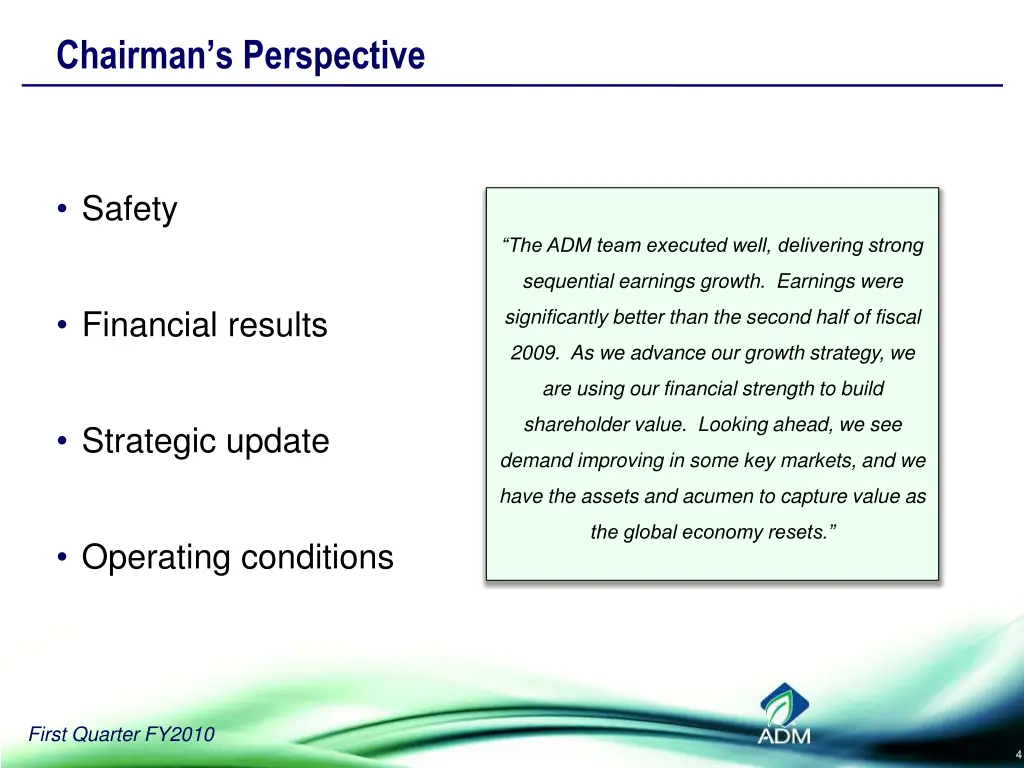 chairman s perspective
